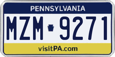 PA license plate MZM9271