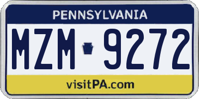 PA license plate MZM9272