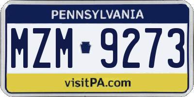 PA license plate MZM9273