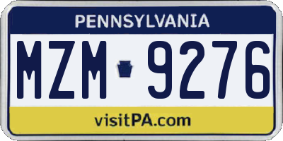 PA license plate MZM9276