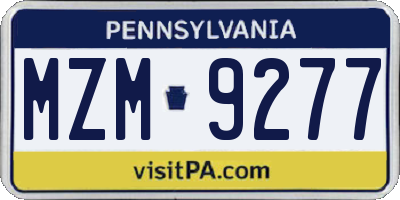 PA license plate MZM9277