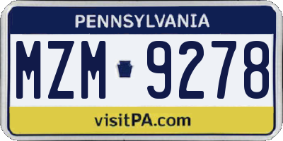 PA license plate MZM9278