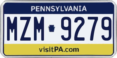 PA license plate MZM9279