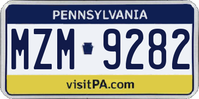 PA license plate MZM9282