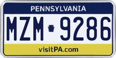 PA license plate MZM9286