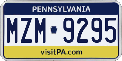 PA license plate MZM9295