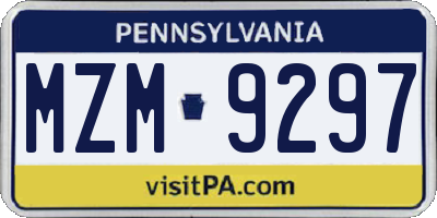 PA license plate MZM9297
