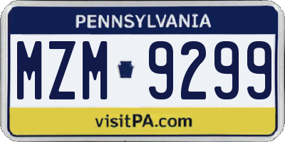PA license plate MZM9299