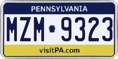 PA license plate MZM9323