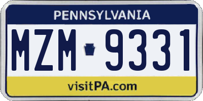 PA license plate MZM9331