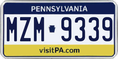PA license plate MZM9339