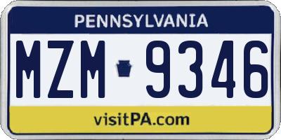 PA license plate MZM9346
