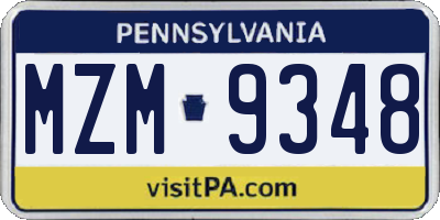PA license plate MZM9348
