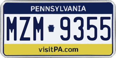 PA license plate MZM9355
