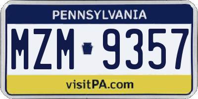 PA license plate MZM9357