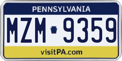 PA license plate MZM9359