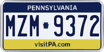 PA license plate MZM9372