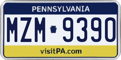 PA license plate MZM9390