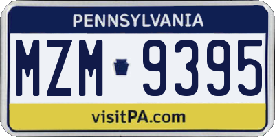 PA license plate MZM9395