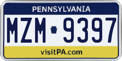 PA license plate MZM9397