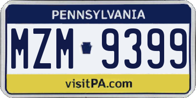 PA license plate MZM9399