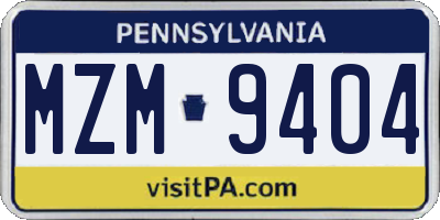 PA license plate MZM9404