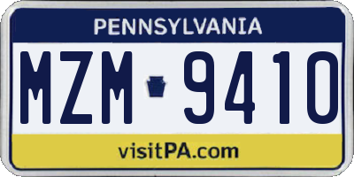 PA license plate MZM9410