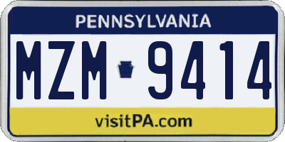 PA license plate MZM9414