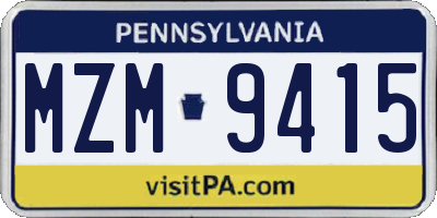 PA license plate MZM9415