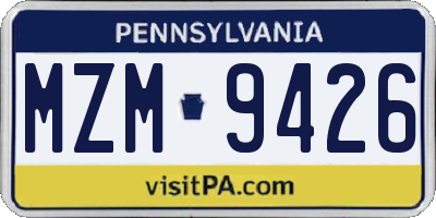 PA license plate MZM9426