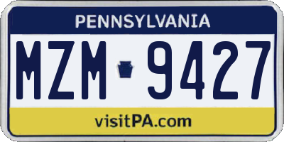 PA license plate MZM9427
