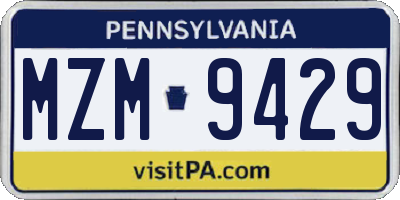 PA license plate MZM9429