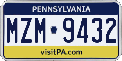 PA license plate MZM9432