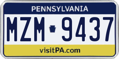 PA license plate MZM9437