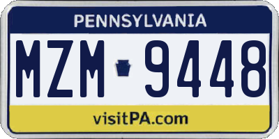 PA license plate MZM9448