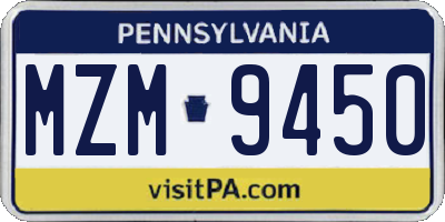 PA license plate MZM9450