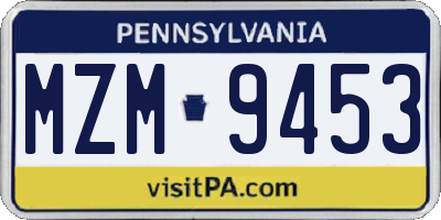 PA license plate MZM9453