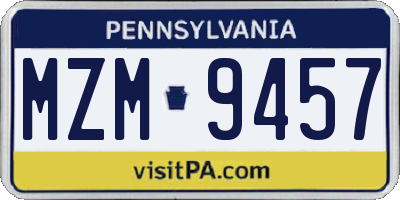 PA license plate MZM9457