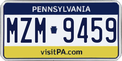 PA license plate MZM9459