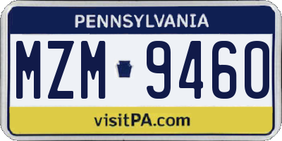 PA license plate MZM9460
