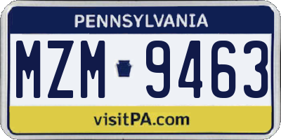 PA license plate MZM9463