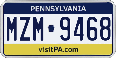PA license plate MZM9468