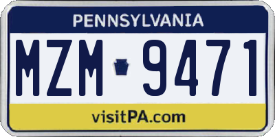 PA license plate MZM9471