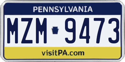 PA license plate MZM9473