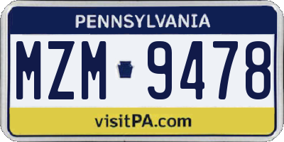 PA license plate MZM9478