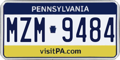 PA license plate MZM9484
