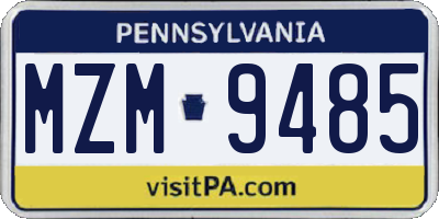 PA license plate MZM9485