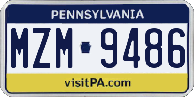 PA license plate MZM9486