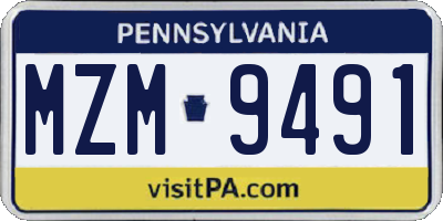 PA license plate MZM9491