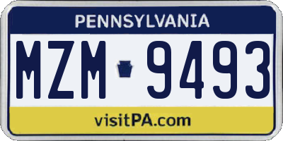 PA license plate MZM9493